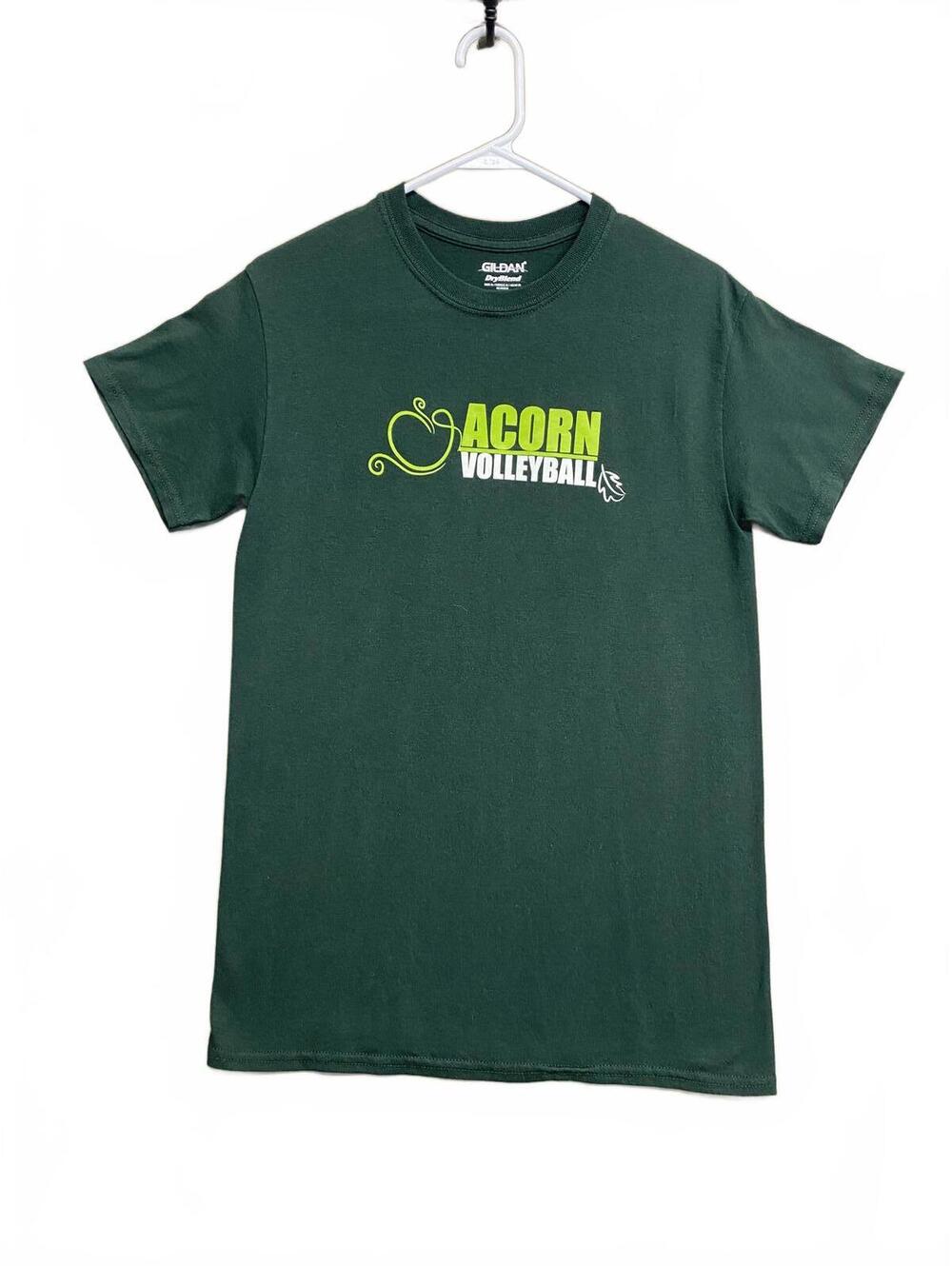 Acorn Volleyball Green Graphic T-Shirt On Tagless Gildan DryBlend Tag Size Small